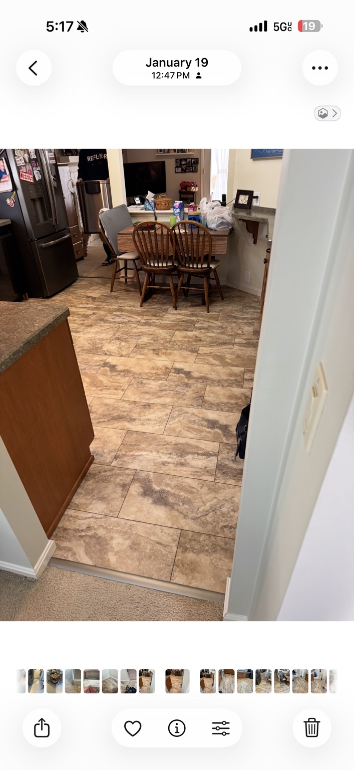 Kitchen and dining area after new flooring